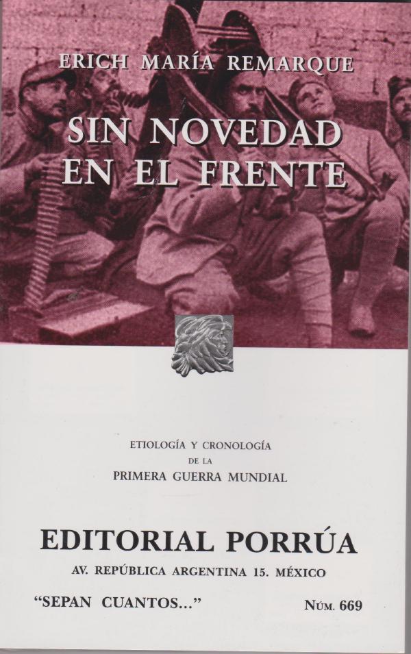 Portada del libro «Sin novedad en el frente».